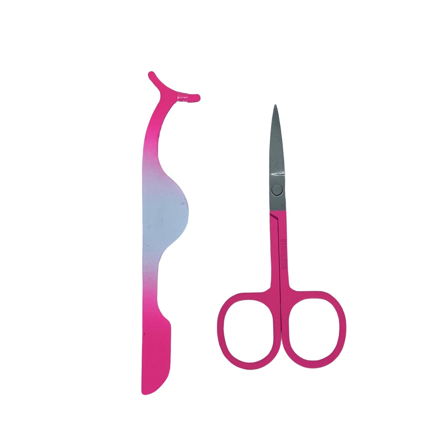 Lash Tool Set-Our Lash Tool Set includes a lash applicator and a pair of mini scissors for an easy lash application. The lash applicator allows you to easily apply/remove your lashes and the mini scissors are perfect for trimming the lash band length. The compact size makes it perfect to add to your makeup/travel bag. Description Includes: 1 Lash Applicator and 1 Pair of Mini Scissor Lash Applicator: Silver, Pink/White, Pink, or Black Mini Scissors: Silver, Pink, or Black Material: Stainless Ste