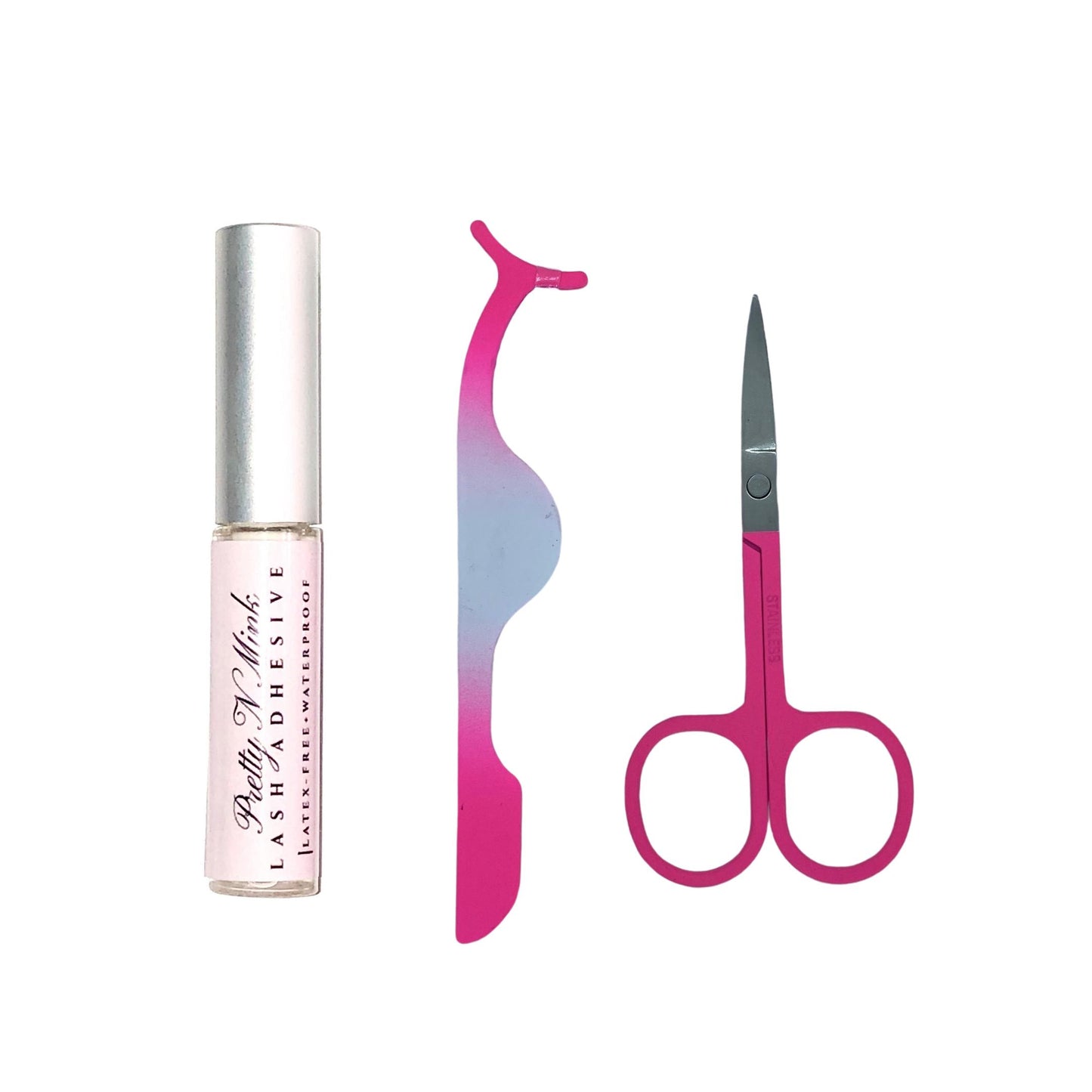 Lash Tool Set + Adhesive-Our Lash Tool Set + Adhesive includes everything you need for an easy lash application. This set is perfect for lash beginners that need tools and adhesive to get started or if you simply need to stock up on your everyday lash necessities. It includes a full-size lash adhesive, lash applicator, and pair of mini scissors. The compact size makes it perfect to add to your makeup/travel bag. Description Includes: 1 Lash Adhesive, 1 Lash Applicator, and 1 Pair of Mini Scissor