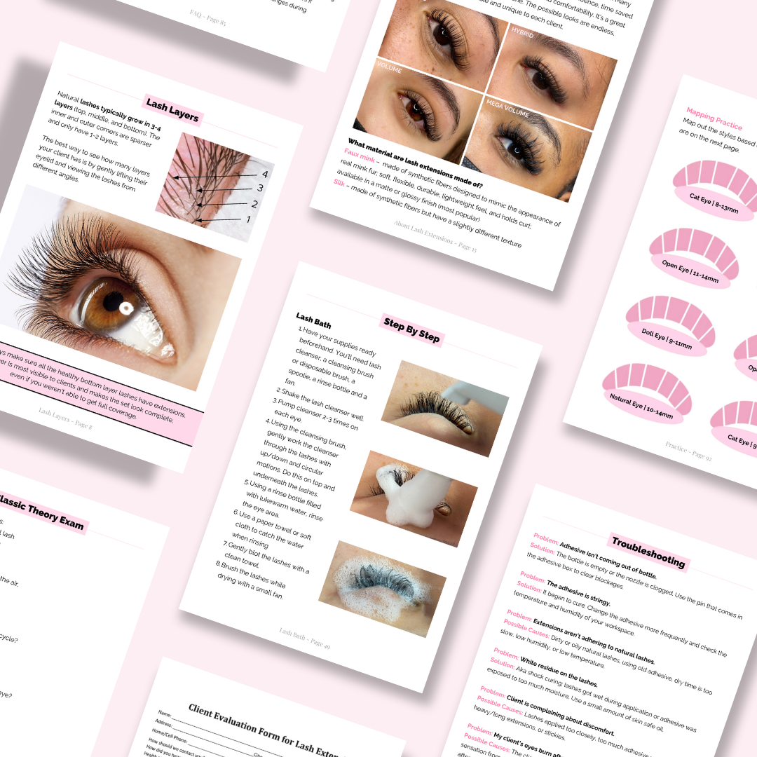 Lash Class Kit Example Beginner Lash Training Manual (E-Book) โ The Self Care Beauty Bar