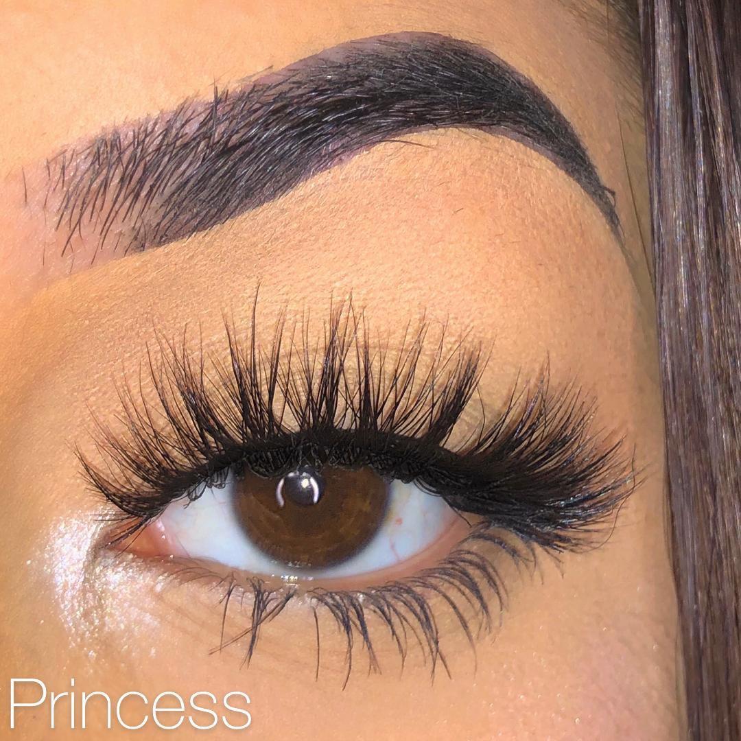 Dramatic (3-Pack)-High Volume-This set includes (3) 3D/5D Mink lashes: Halo Princess Queen Description Handmade, Cruelty-Free, Wear up to 30x Material: 100% Mink Band: Black Cotton Band Volume: High Volume Style: Dramatic, Long, Wispy, Cat-eye, Open-eye To Use: Measure and size your lashes by placing the false lash against your lash line where your natural lashes start. Using Mini Scissors, cut off the excess lash band length from the outer corners to ensure they fit properly. Apply a layer of L