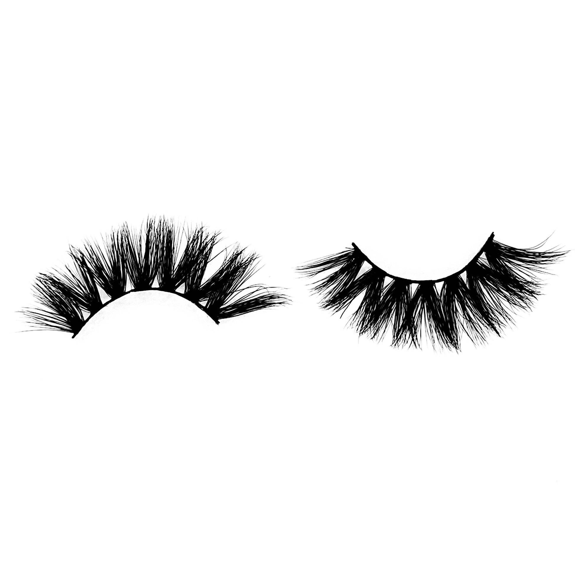 Indespoiled-High Volume-"Indespoiled" is the combination of independent and spoiled. These lashes are inspired by our ladies that get their own bag, but love to be spoiled too! Our "Indespoiled" lashes are everything and then some. The unique design of these lashes makes them super cute and fun to wear. Also available in our "Boss Up (3-Pack)." Try our 25mm "Babydoll" lashes for a longer look! Description Handmade, Cruelty-Free, Wear up to 30x Material: 100% Mink Band: Thin, Black Cotton Band Vo