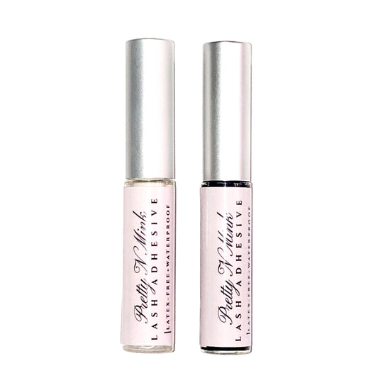 Lash Adhesive-PNM Lash Adhesive features a Gentle, Long-Lasting, Latex-Free and Waterproof formula that is perfect for sensitive, contact wearing individuals. It features a brush for easy application that'll guarantee you long wear all day and night. Our Clear Lash Adhesive is perfect for beginners because it dries clear and won’t show up on/around the eyelash band if it smudges. Our Dark Lash Adhesive is perfect for darkening your lash line and/or those who wear eyeliner. Description Brush-on l